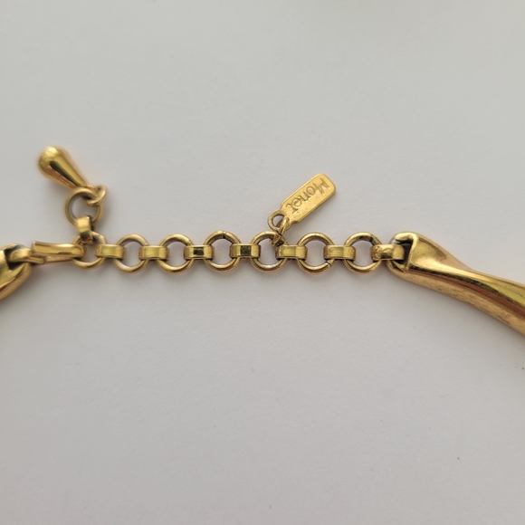Vintage Monet Statement Necklace Choker Liquid Flow Links Gold Tone Retro 15-18" - Picture 5 of 9